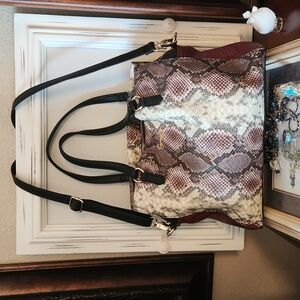 Jessica Simpson Snake Print Shoulder Bag - Black and Brown